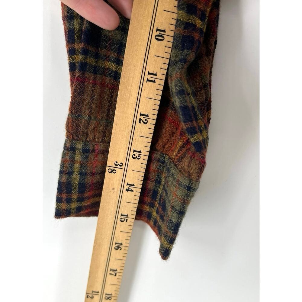 Madewell Plaid Flannel Split-Neck Pullover Blouse Size Large Rust Brown - Picture 7 of 10